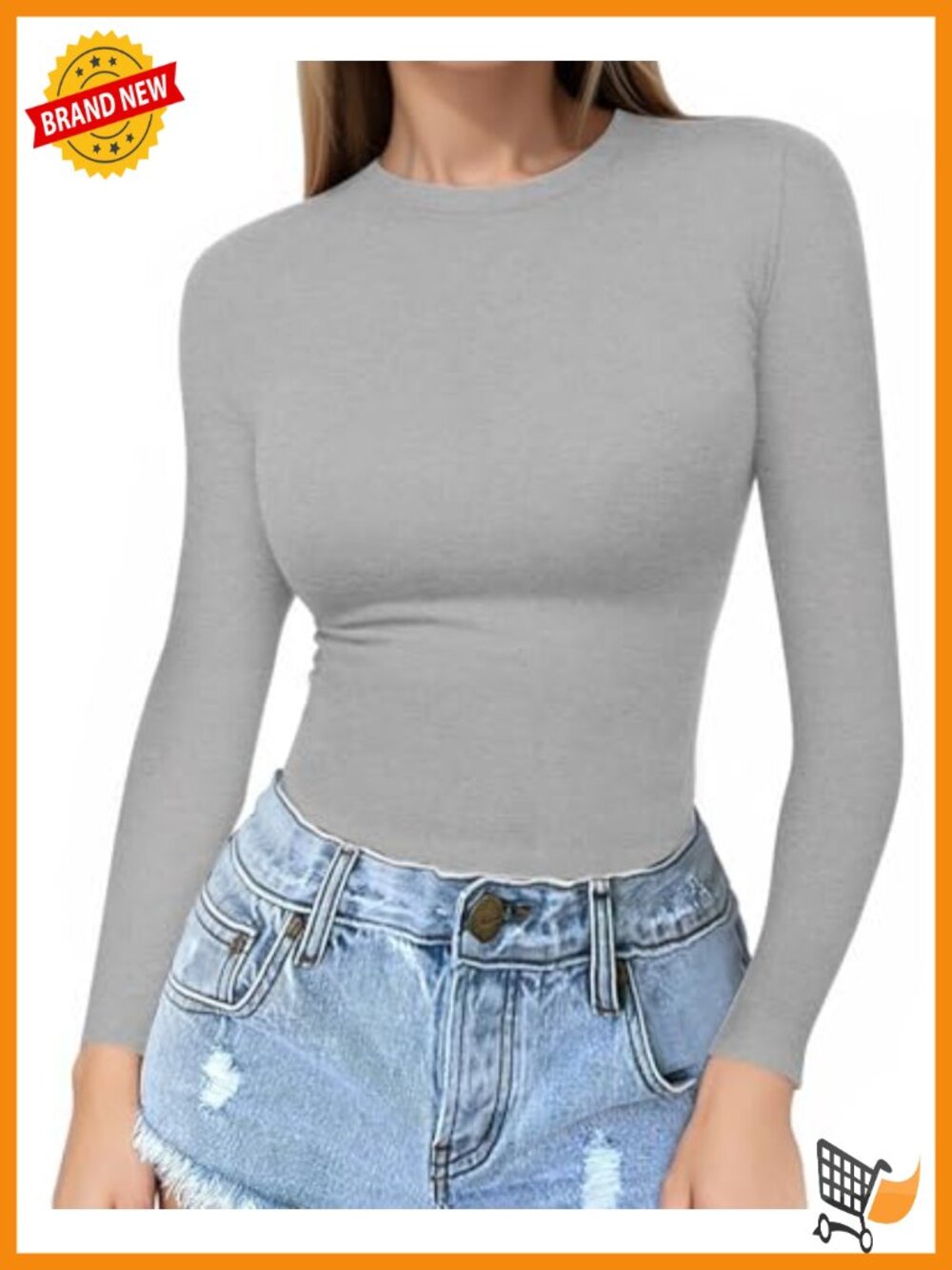 Fitted Long Sleeve Crew Neck T-Shirt Seamless Basic Tee Top
